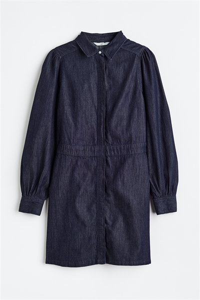 Джинсовое платье-рубашка с пышными рукавами 1130464001