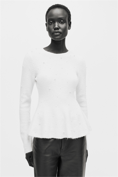 Топ с пеплумом, украшенный бисером 1310905003