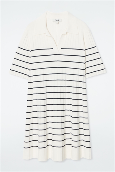 Трикотажное платье-поло в полоску длины мини 1227426002