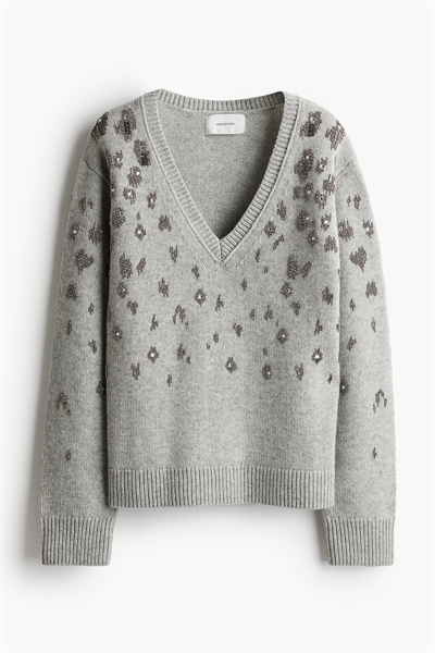 Джемпер из шерсти, украшенный бисером 1259099001