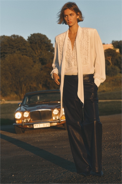 Прямые кожаные брюки 1295475002