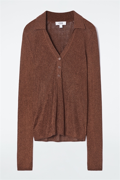 Рубашка-поло из блестящего трикотажа с ребристой поверхностью 1250708002