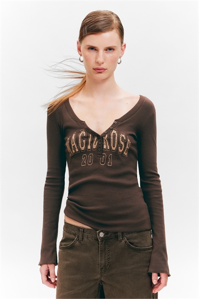 Облегающий топ с длинными рукавами и V-образным вырезом 1309039001