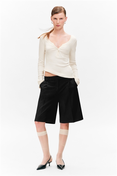 Облегающий топ с длинными рукавами и V-образным вырезом 1309039002