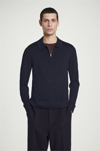 Рубашка-поло из мериносовой шерсти на молнии 1263139001