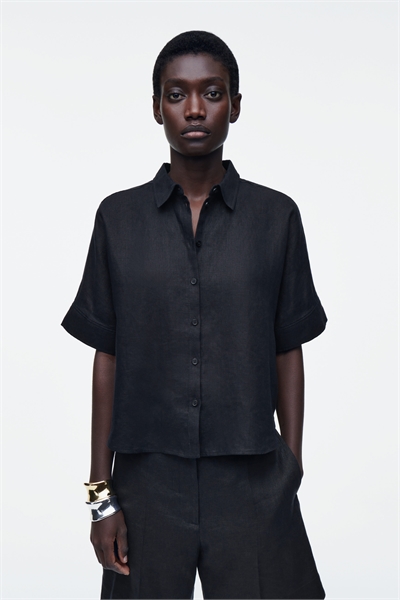 Льняная рубашка с короткими рукавами 1282575004