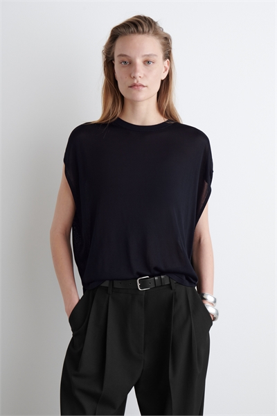 Трикотажная футболка с круглым вырезом 1227180012