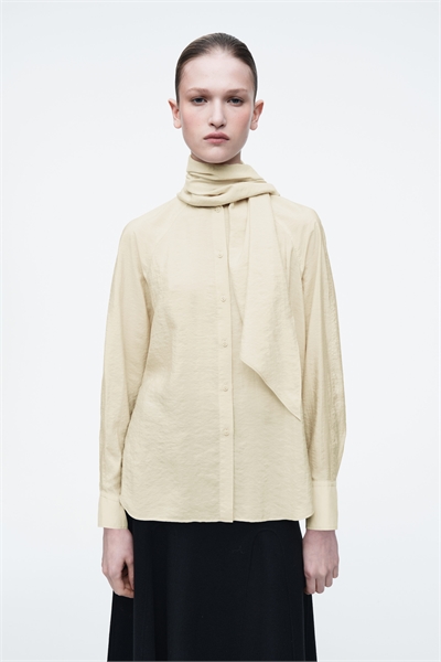 Шелковая блузка с отделкой шарфом 1256713001