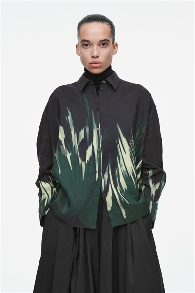 Принтованная рубашка из льняного бленда 1256716001