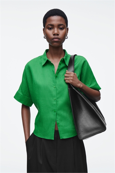 Льняная рубашка с короткими рукавами 1282575002