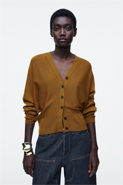 Кардиган с рукавами "крыло" из мериносовой шерсти 1260925002