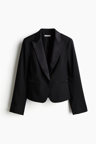 Приталенный смокинг-блейзер 1246795001