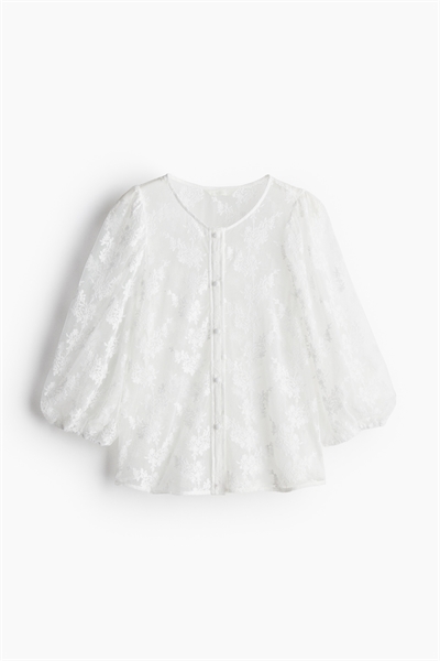 Кружевная блузка с рукавами-баллонами 1255391001