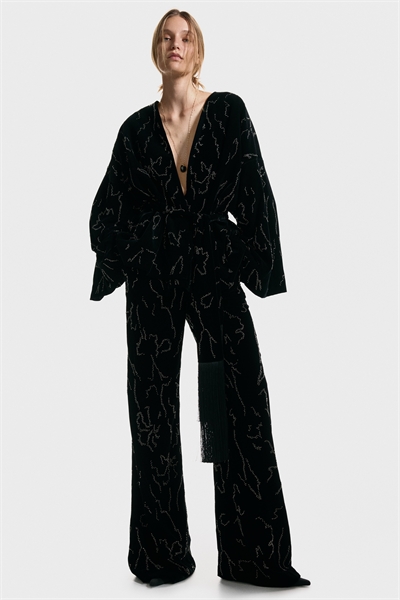 Бархатные брюки с вышивкой 1319643001