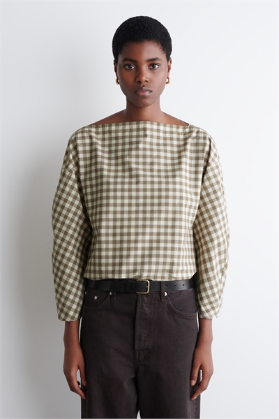 Хлопковая блузка с вырезом лодочкой 1290656001