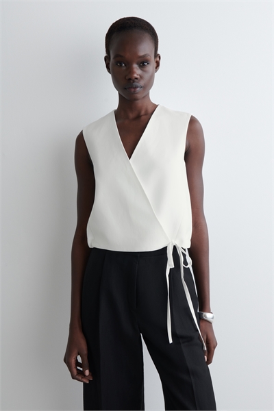 Жилет из льняного бленда с завязками 1267103002