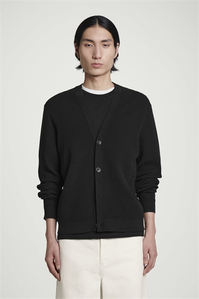 Текстурированный трикотажный хлопковый кардиган с V-образным вырезом 1263693001