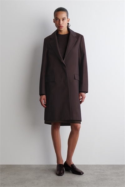 Приталенное хлопковое пальто 1297632001