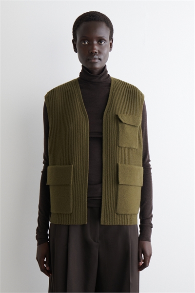Ребристая жилетка из мериносовой шерсти 1250697002