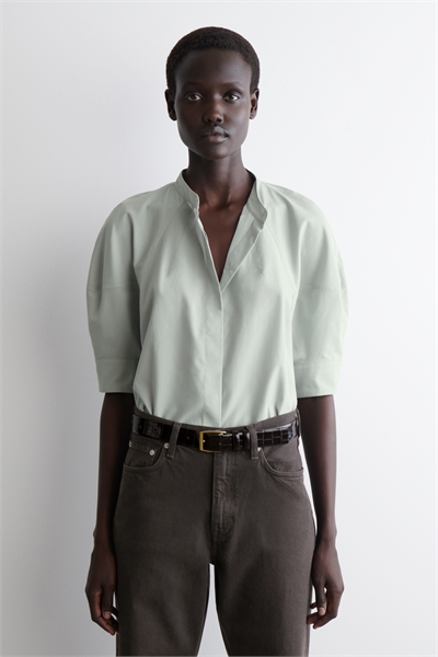 Хлопковая блузка с пышными рукавами 1305144002