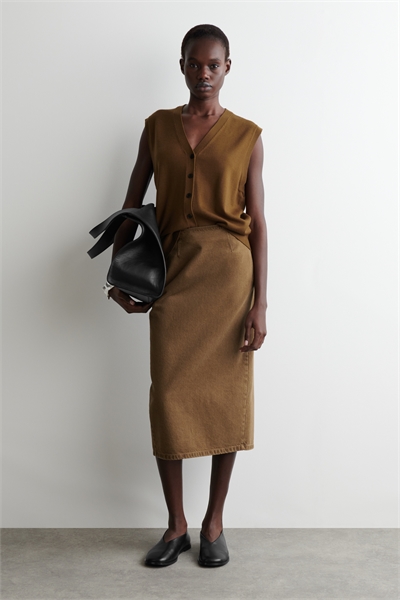 Прямая джинсовая юбка-миди 1293395001