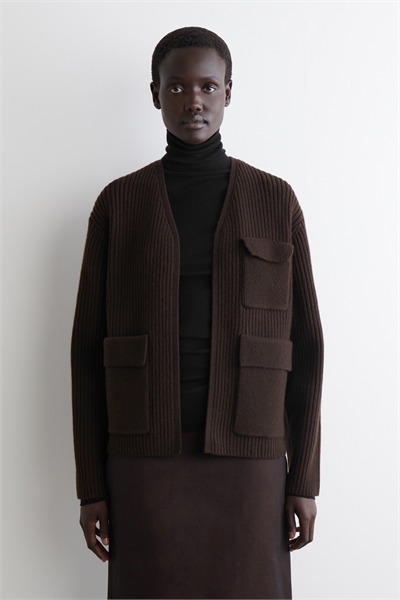 Ребристый кардиган из мериносовой шерсти 1307565002