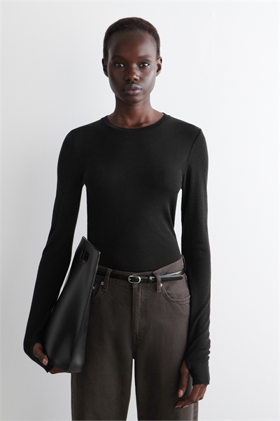 Топ из мериносовой шерсти с круглым вырезом 0989043001