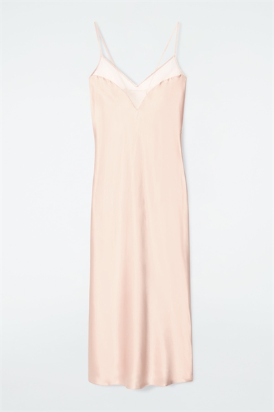 Платье-слип из шелка с отделкой 1249151002