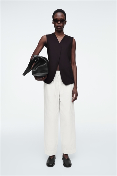 Хлопковые зауженные брюки с завязками 1274079001