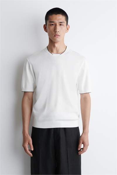 Трикотажная футболка с контрастной отделкой 1273336001