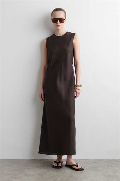 Платье-миди из льняного бленда с разрезами 1271954001