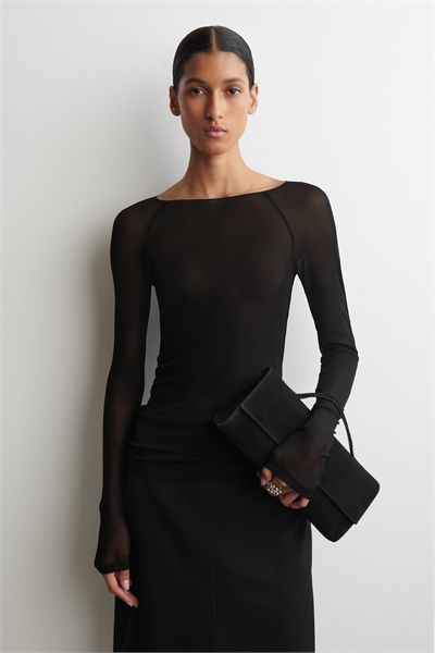 Шелковый топ с длинными рукавами 1304504001