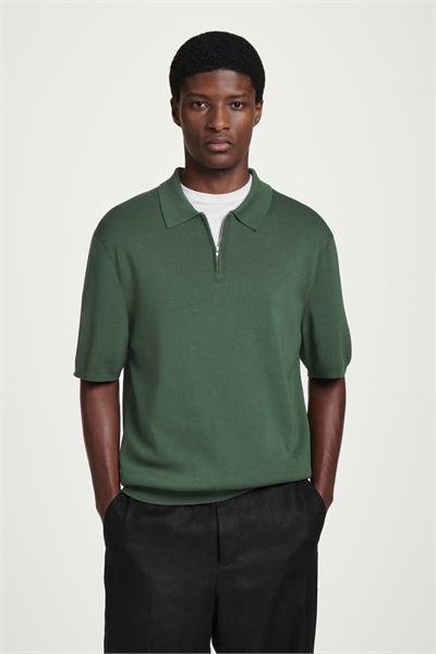 Рубашка-поло из трикотажа с застежкой-молнией 1257182003