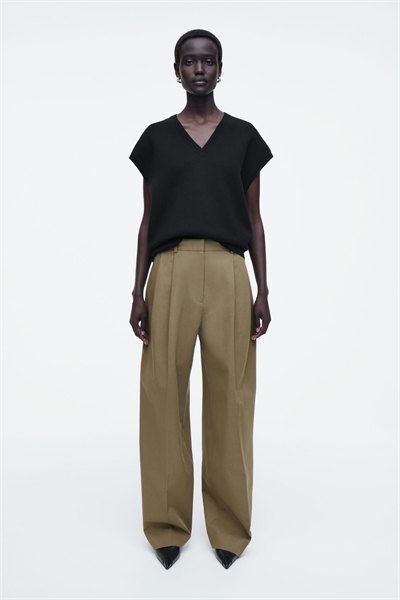 Расслабленные хлопковые брюки с широкими штанинами 1260929003