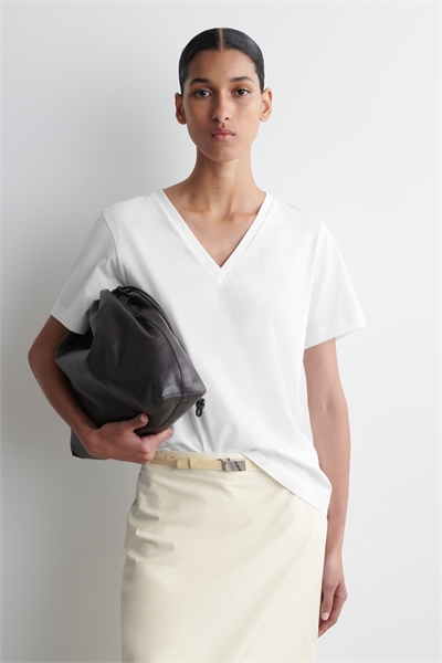 Хлопковая футболка с V-образным вырезом 1277147004