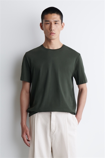 Хлопковая футболка с вырезом горловины 1294698001