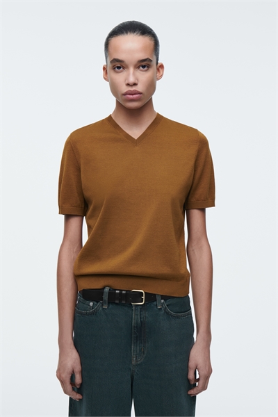 Футболка с V-образным вырезом из трикотажного хлопка 1272263002