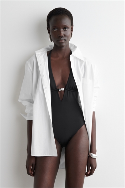 Купальник с декорированным вырезом 1278425001