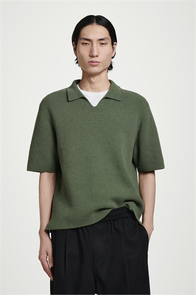 Рубашка-поло с открытым воротником из трикотажа букле 1263316002