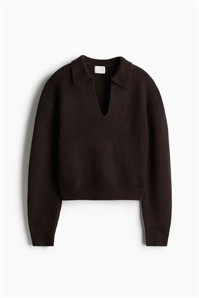 Джемпер с воротником из ребристой вязки 1262200003