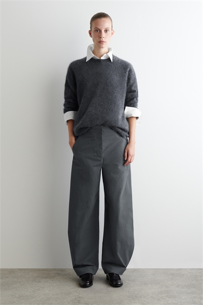 Брюки с бочкообразными штанинами из хлопка пима 1283729002