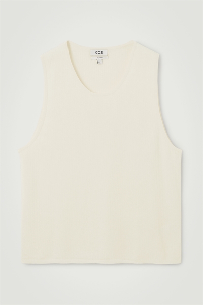 Майка с круглым вырезом из трикотажа в рубчик 1229316001