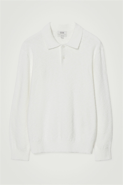 Рубашка-поло с длинными рукавами, букле 1242552001