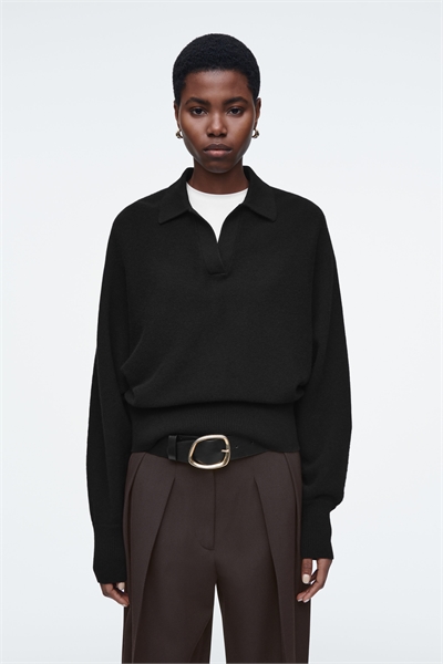 Шерстяной джемпер-поло с рукавами летучая мышь 1243652001