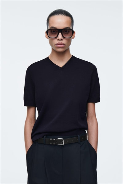 Футболка с V-образным вырезом из трикотажного хлопка 1272263001