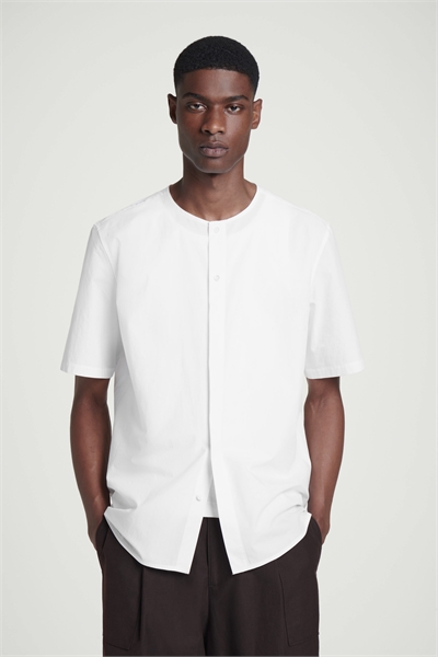 Рубашка без воротника из хлопка пима 1285565001