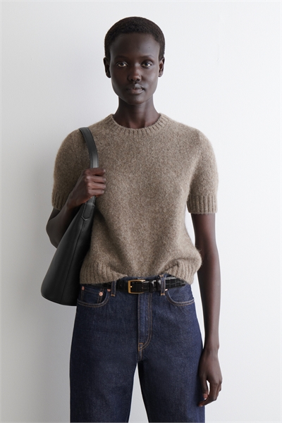 Вязаная футболка из смеси альпака 1294203001