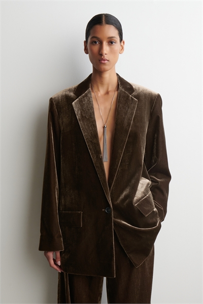 Однобортный бархатный блейзер 1305946001
