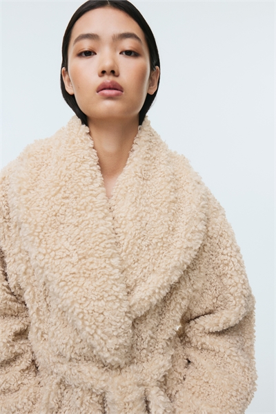 Пальто из тедди с завязывающимся поясом 1308446001