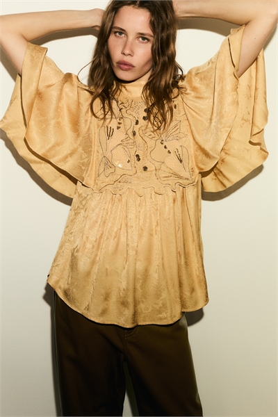 Блузка из жаккарда с вышивкой 1316158001